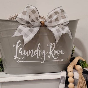 16" Laundry Room Basket | Gray Buffalo Check Farmhouse Decor | Unique Home Decor | Storage Container Wash Dry Fold | Lost Socks | Lint