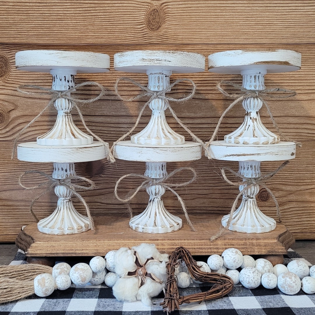 6-piece Riser Set Distressed Decorative Wood / Glass Riser Rustic ...