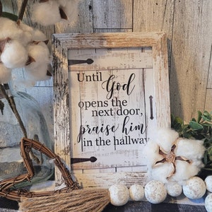 Praise Him in the Hallway Farmhouse Sign | Framed Print | Rustic Distressed Frame | Rustic Farmhouse Kitchen | Wall Hanger | French Country