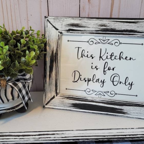 This Kitchen is for For Display Only | Tier Tray Decor | Farmhouse Decor | Distressed Frame | Farmhouse Tier Tray Decor | Easle Back Stand