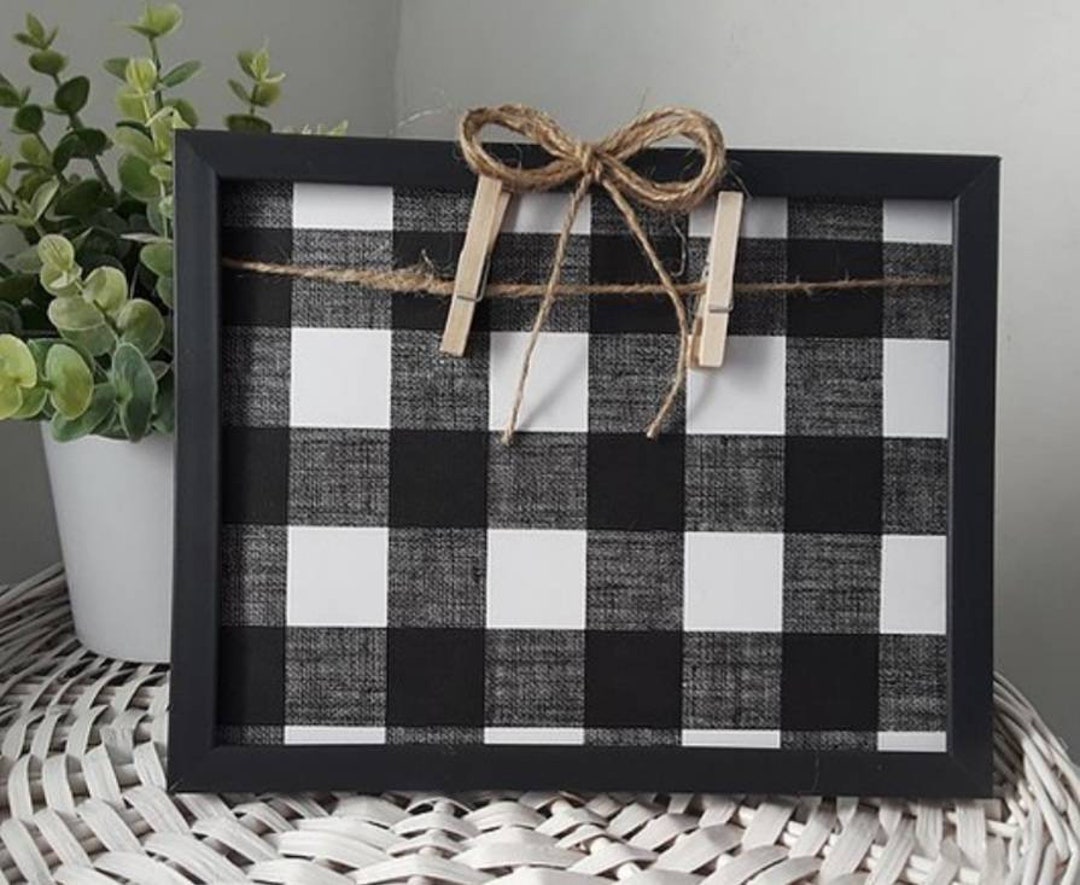 Buffalo Check Picture Frame Tier Tray Decor Farmhouse Bathroom Decor