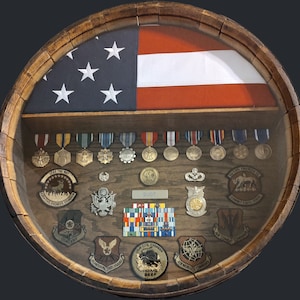 WHISKEY Barrel Retirement Gift Shadow Box for Military / Law Enforcement / Fire Department / Police