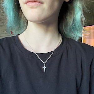 Simple Cross Necklace | Y2K Fairycore Dainty Aesthetic Coquette Indie Religious Spiritual Silver Chain Charm Adjustable Handmade Jewelry