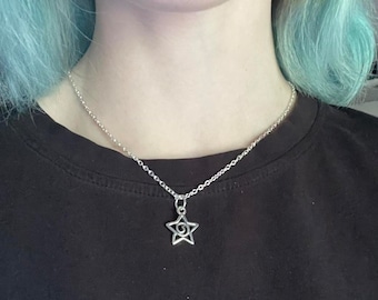 Whimsygoth Silver Swirly Star Necklace | Celestial Fairycore Cottagecore Indie Coquette Gothic Unique Cute Gothic Handmade Jewelry
