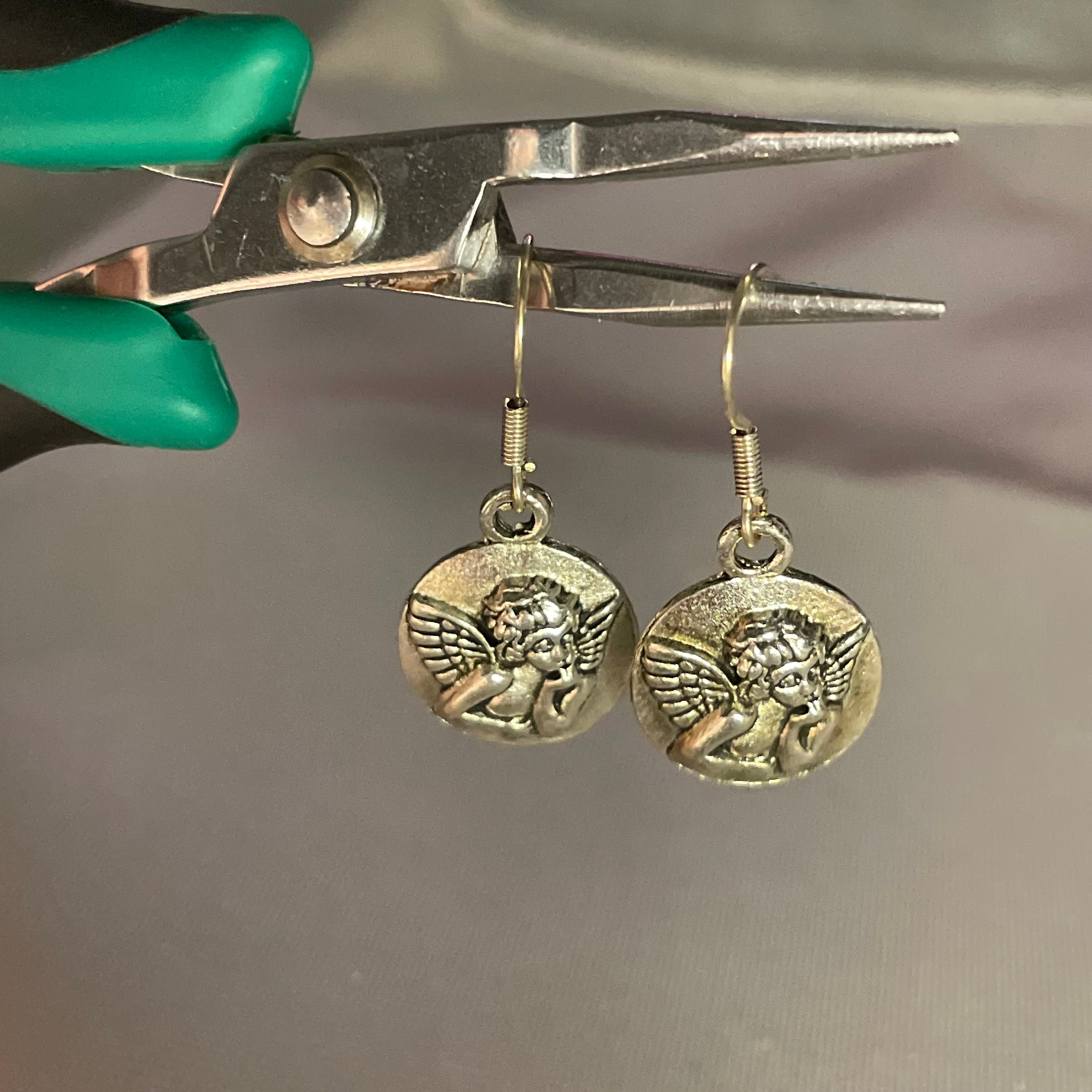 Whimsygoth Silver Angel Charm Earrings | Fairycore Coquette 
