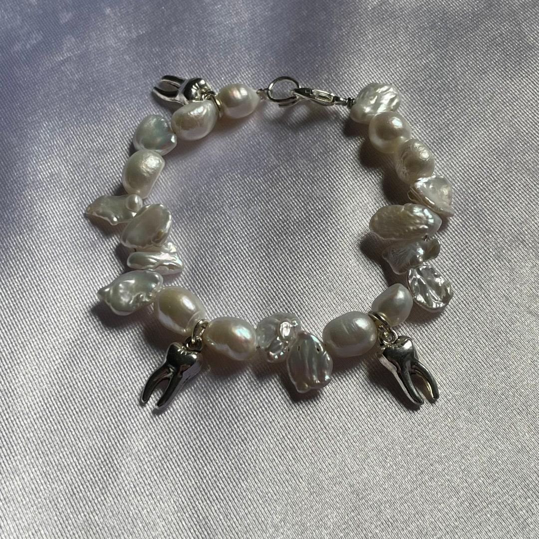 Fairycore Pearl Bracelet Gothic Tooth Charm Y2K Dainty Fairy Aesthetic ...