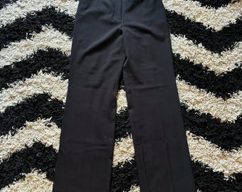 Vintage 2000s Sigrid Olsen Modernist 00 Schwarze Business Hose mit geradem Bein Damen Größe 8 | Preppy Minimalist Casual Y2K