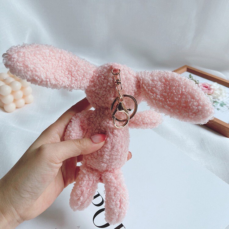 Cute Rabbit Plush Bag Charm, Stuffed Bunny Keychain