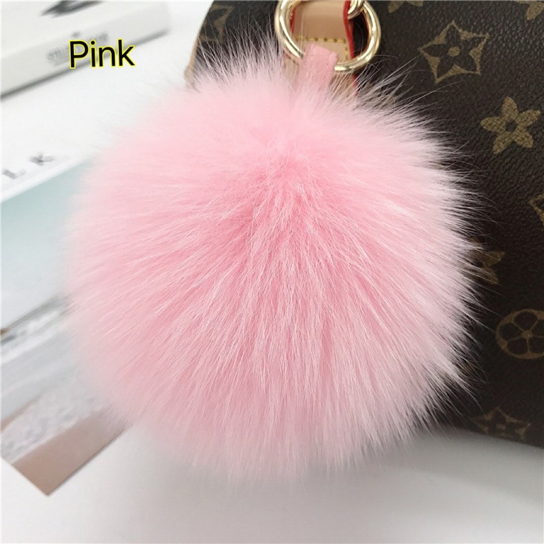 RTS-Real Fox fur pompom keychain-Furry bag charm-Fur ball Gold ring-Purse  Decor