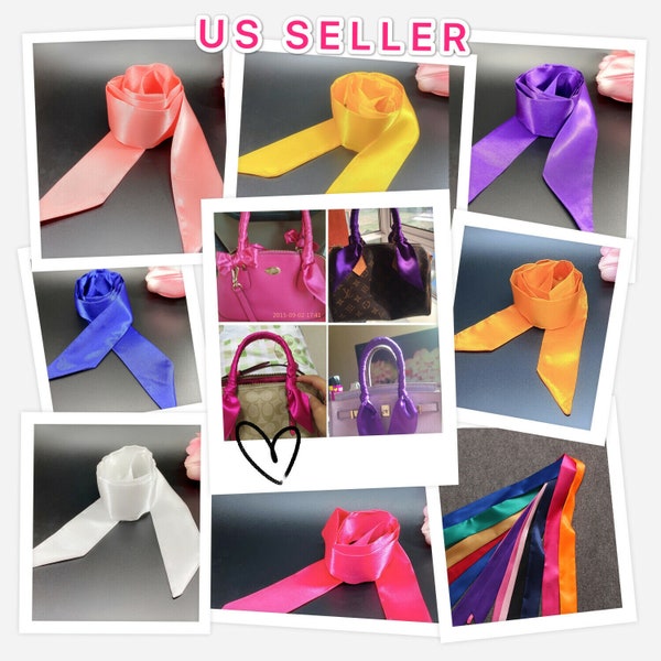 Silk Like Long Thin Scarf, Solid Color ribbon-Plain Color, Handbag Handle Wrap, Bags Purse Decoration, Scarves Bow Ribbon,Hair Bow Decor