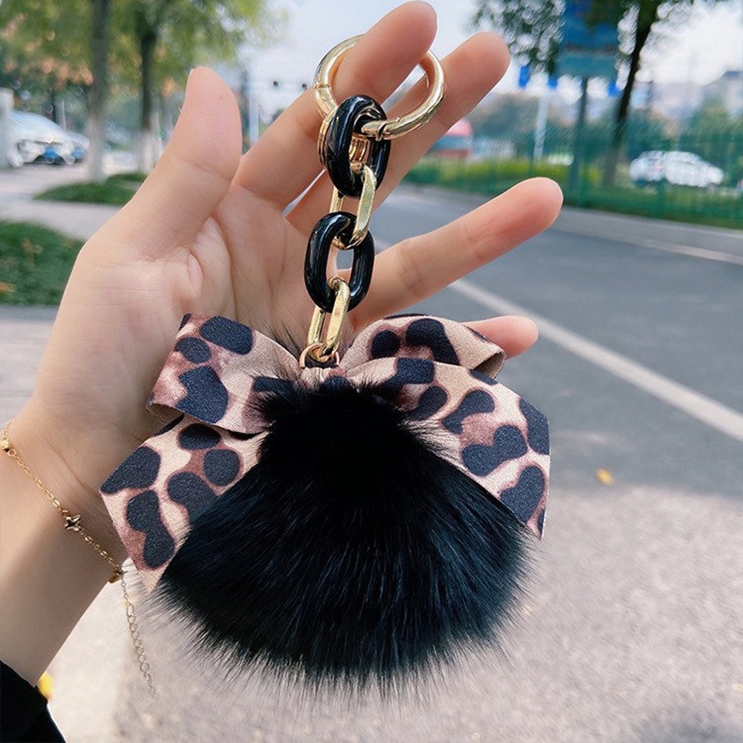 Real Rabbit Fur Fox Keyring Pompom Ball Bag Charm Purse Phone Furry Pendant  Gift