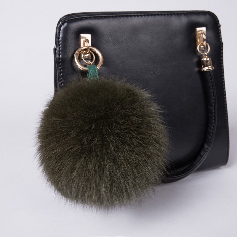 RTS-Real Fox fur pompom keychain-Furry bag charm-Fur ball Gold ring-Purse  Decor