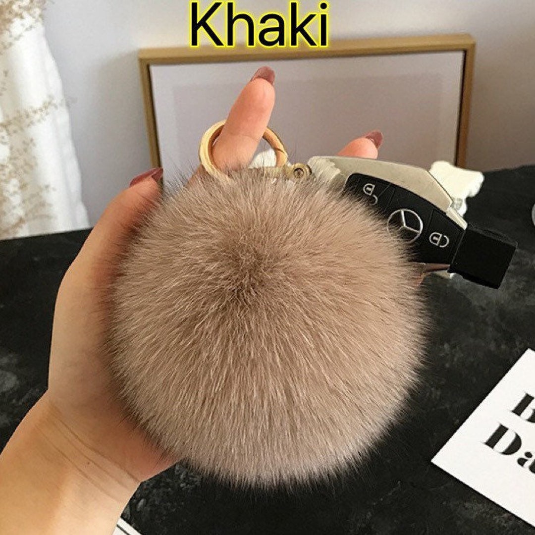 Rts-real Fox Fur Pompom Keychain-furry Key Chain-bag Charm-fur 