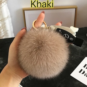 Colorful Fur Keychain/Real Fox fur pompom keychain/bag charm Fur ball key ring Christma gift Gold Ring Fluffy Fur Ball 10cm/Purse Decoration