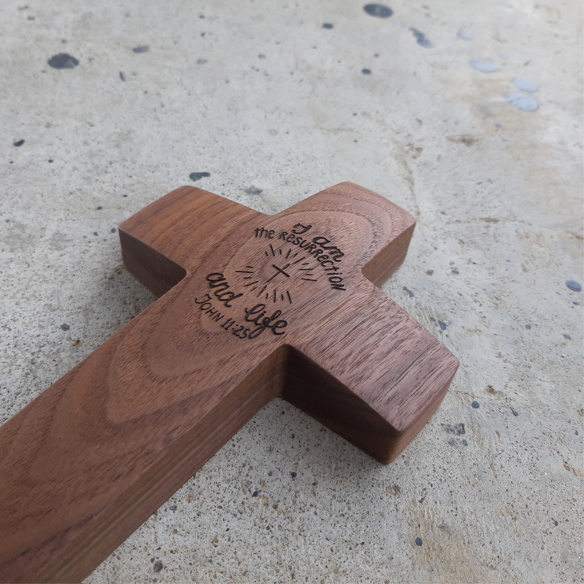 Handmade Wood Cross, Wall Hanging Wood Cross, Walnut Standing Cross