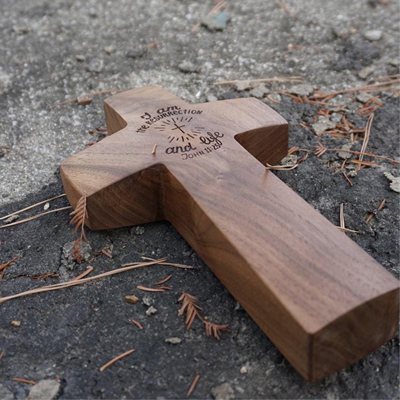 Handmade Wood Cross, Wall Hanging Wood Cross, Walnut Standing Cross