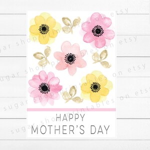 Happy Mother&#39;s Day Big Flower 3.5&quot; x 5&quot;  Printable Cookie Card Backing cookie packaging 4 colors
