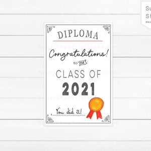 Graduation Class of 2021 Printable Gift Tags / Cupcake Toppers  2&quot; x 3&quot; You Did It!  / Diploma /  Printable Tags / Cupcake Toppers