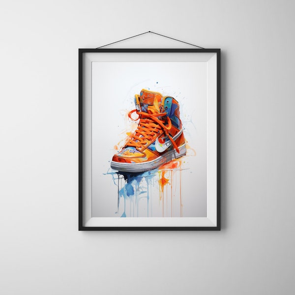 Jordan One Set Oil Painting, Sneaker Art Prints, Digital Wall Art, Wall Decor