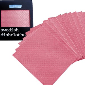 10Er Pack Schwedisches Geschirrtuch Cellulose Schwammtücher Umweltfreundlich Kein Geruch (Rose Red Colo)
