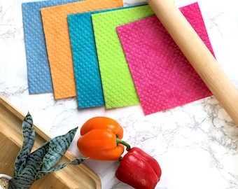Pack of 10 Swedish Dishcloths, Mixed Colors Cellulose Sponge Cloths, Reusable Paper Towel, Eco-Friendly No-Odor Cleaning Wipes for Kitchen