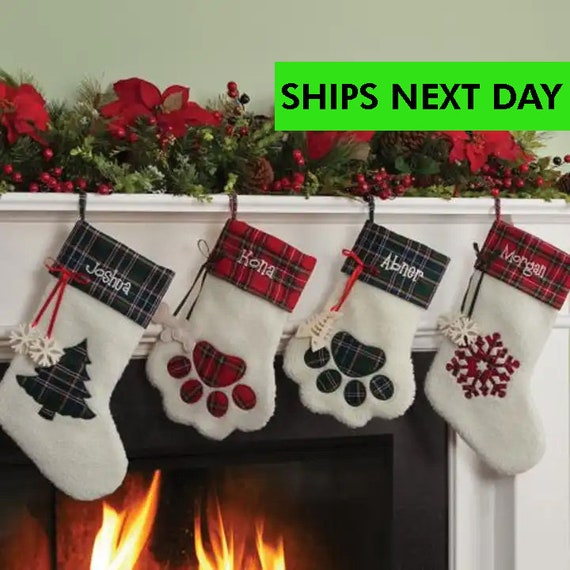 Personalised Christmas Stockings Fast delivery, family and Pets, Australia Christmas Stocking Xmas puppy dog cat embroidery custom name
