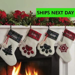 Personalised Christmas Stockings: Pet & Family Embroidered stockings, Xmas Decor, fast delivery, Australian made, Paw Stockings, decorations bild 1