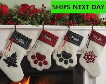 Personalised Pet Stockings: Pet & Family personalised Christmas stockings, Decor, fast delivery, Australian made, Paw Stockings, decorations