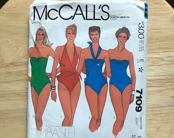 1980s Sexy One Piece SWIMSUIT by Basile Sewing Pattern - McCall's 7109 - Size 10 - 32 1/2" Bust