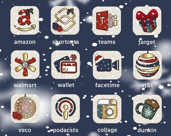 HAND-MADE CHRISTMAS App Icons | Festive Season | Personalized Homescreen | iPhone + Android | iOS14 + iOS15 Xmas Icon | Winter Holidays