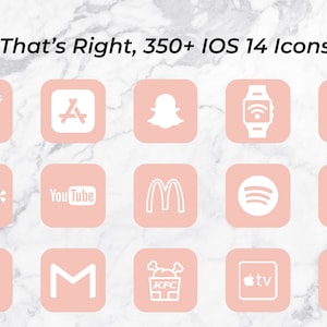 350+ iPhone iOS 17 App Icons Pack | White Icons Aesthetic Blush Pink Background | Social Media Phone IOS17 | Personalised Home Screen Widget