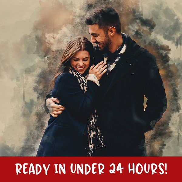 Pintura digital personalizada en acuarela y boceto, edición gráfica, regalo personalizado, retrato a partir de una foto, regalo de aniversario, regalos con foto.