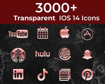3000+ iPhone IOS 14 App PNG Icons Pack | Transparent Rose Gold Icon Aesthetic | Social Media Phone IOS14 | Personalised Home Screen Widget