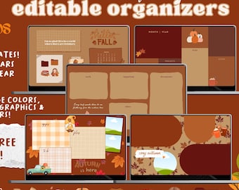 Editable MEGA Fall Collection | Desktop Organizer Bundle | Laptop Wallpaper Autumn Aesthetic | iMac Windows + Macbook | Personalized Folders
