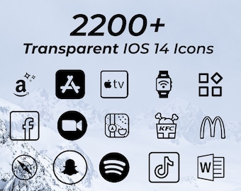 2200+ iPhone IOS 14 App PNG Icons Pack | Transparent Black Icon Aesthetic | Social Media Phone IOS14 | Cute Personalised Home Screen Widget