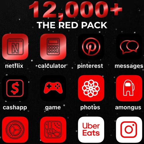 Red and Black App Icons Ios 14 Theme Minimalist Icons Etsy
