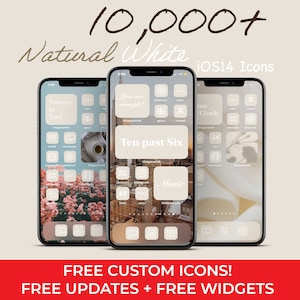 10,000 High Resolution iOS Neutral White Icons Pack iPhone IOS 14 App Aesthetic Free Custom Icons IOS14 Phone Home Screen Widget image 7