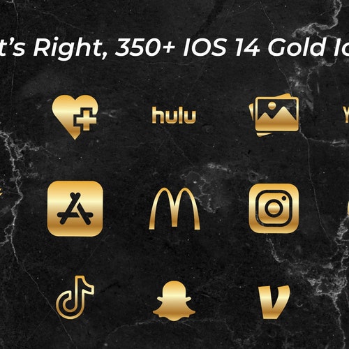 350 Iphone Ios 14 App Png Icons Pack Transparent Gold Icon Etsy