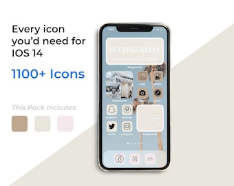1100+ iPhone iOS 17 App Icons Pack | Beige/LightPink Black Icons Aesthetic | Social Media Phone IOS17 | Personalised Home Screen Widget