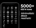 5000+ Minimal Black iPhone iOS 17 App Icons Pack | White Icon Aesthetic Black Background | Social Media Phone IOS17 | Home Screen Widget