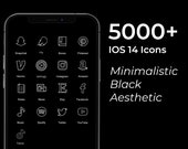 5000+ Minimal Black iPhone iOS 17 App Icons Pack | White Icon Aesthetic Black Background | Social Media Phone IOS17 | Home Screen Widget