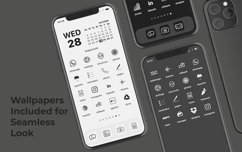 40,000 Minimal iPhone IOS 16 Icon Pack Minimalistic Aesthetic Black, White, Grey Personalised Home Screen Widget Free Custom Icons zdjęcie 4