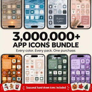 3,000,000+ High Resolution iOS Icons Pack Mega Bundle | iPhone iOS 17 App Aesthetic  | IOS17 Phone Home Screen Widget