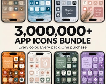 3,000,000+ High Resolution iOS Icons Pack Mega Bundle | iPhone iOS 17 App Aesthetic  | IOS17 Phone Home Screen Widget
