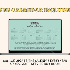 May include: A laptop screen displaying a 2024 calendar with the text "2024 calendars" above the calendar. The text "IF YOU'D LIKE A CALENDAR ON YOUR WALLPAPER, SELECT IT, COPY AND PASTE INTO ANY WALLPAPER OF YOUR CHOICE! YOU CAN EDIT THE SIZE, COLOR AND FONT OF EVERY CALENDAR" is below the calendar. The text "THIS CALENDAR PAGE WILL BE EDITED EACH YEAR TO SUIT FUTURE YEAR CALENDARS, SO 2025 CALENDARS WILL BE HERE IN 2025 AND SO ON." is below the previous text. The text "and... WE UPDATE THE CALENDAR EVERY YEAR SO YOU DON'T NEED TO BUY AGAIN!" is below the laptop.