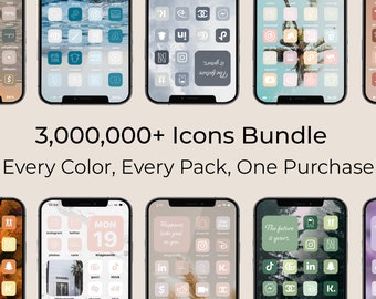 3,000,000+ High Resolution iOS Icons Pack Mega Bundle | iPhone IOS 17 App Aesthetic | Free Custom Icons | IOS17 Phone Home Screen Widget