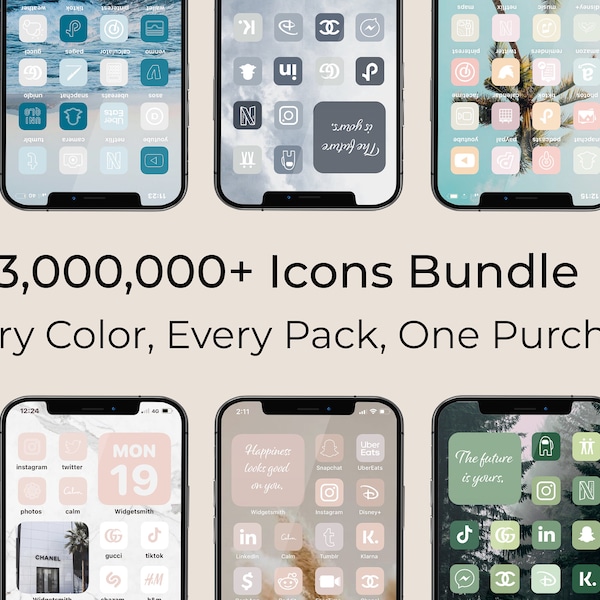 Mega pakiet ponad 3 000 000 ikon iOS w wysokiej rozdzielczości | Estetyka aplikacji na iPhone'a IOS 16 | Darmowe niestandardowe ikony | Widżet ekranu głównego telefonu iOS14