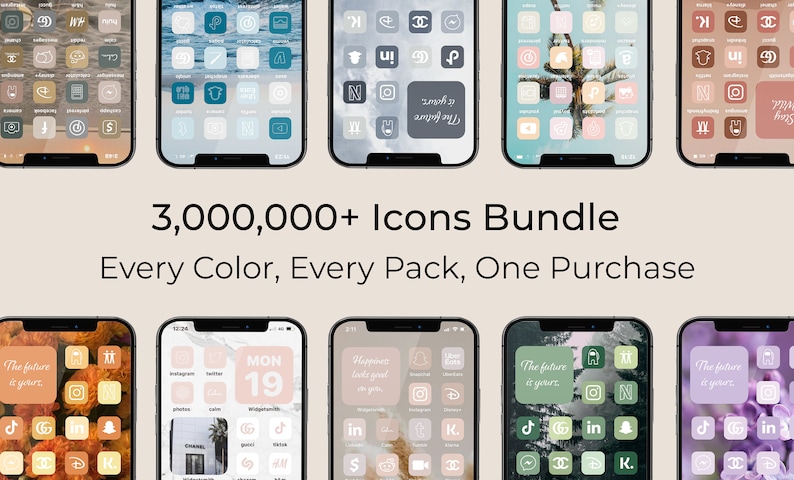 Plus de 3 000 000 d'icônes iOS haute résolution, Mega Bundle Esthétique de l'application iPhone IOS 17 Icônes personnalisées gratuites Widget d'écran d'accueil du téléphone IOS17 image 1