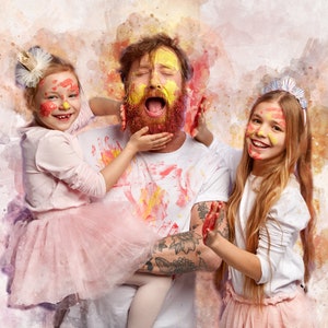 Custom Family Digital Watercolour and Sketch Painting, Graphic Edit, Personalised Gift , Portrait from photo, Anniversary Gift, Photo Gifts