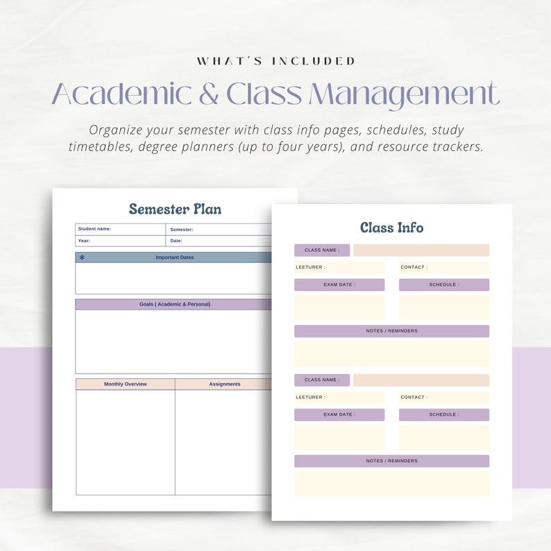 2026 Student Planner Printable | Academic Planner for College and ...